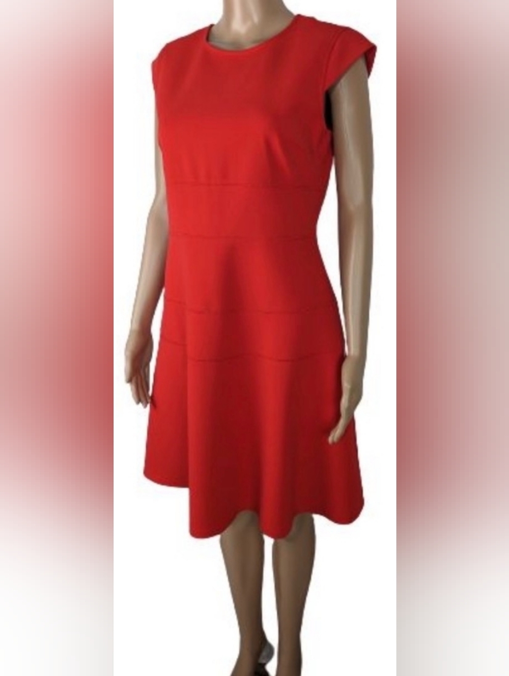 Vince Camuto Bold Red Cap Sleeve Fit-and-Flare Cocktail Party Dress, Sz 10! 🍁